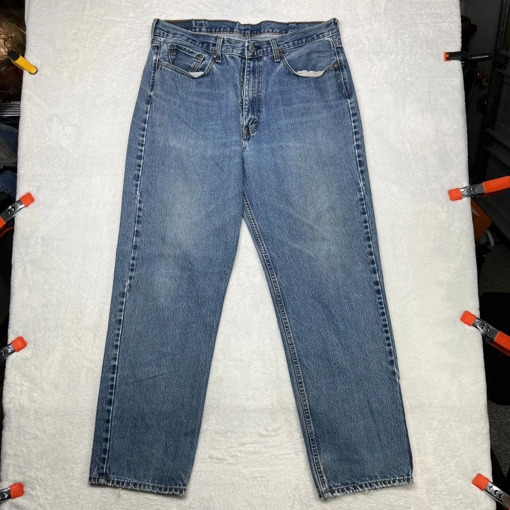 Levi's Jeans Blue Denim Mid Rise Classic Straight Button Fly 36X31.5 - Flaws‎